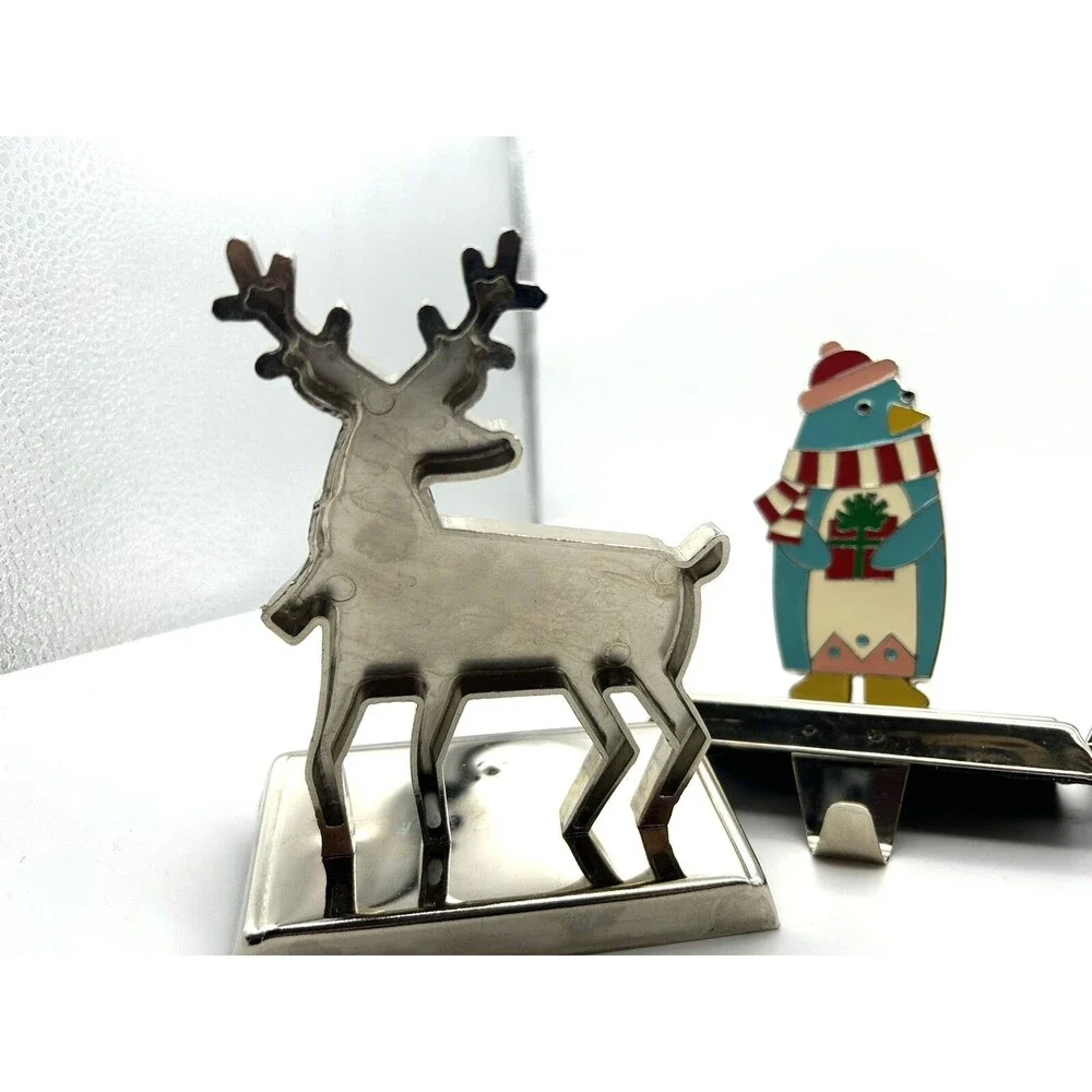 Wondershop 4pc Christmas Stocking Holders Santa Snowman Penguin Reindeer Set